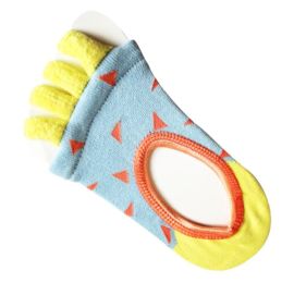 Cotton Toe Yoga Socks Soft Blue Massage Deodorized Redress Socks