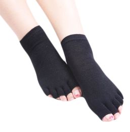 Black Cotton Toe Yoga Socks Non Slip Fashion Warm Socks