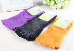 Soft Cotton Toe Yoga Socks Orange Non Slip Socks
