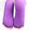 Cotton Toe Yoga Socks Non Slip Home Warm Purple Socks