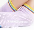 Purple Thicken Non Slip Women Cotton Toe Yoga Socks