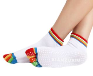 Thicken White Non Slip Warm Socks Cotton Toe Yoga Socks