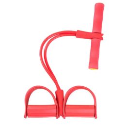 Fitness Equipment Crunches Chest Expander/Yoga Pedals Elastic Rope Red