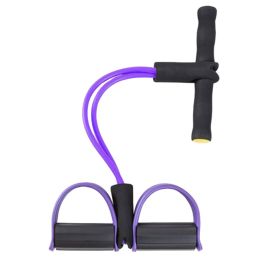 Fitness Equipment Crunches Chest Expander/Yoga Pedals Elastic Rope Purple