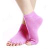 Pink Non Slip Half Toe Yoga Socks Strong Grip Toeless Socks Cotton