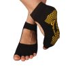 Pilates Womens Non Slip Half Toe Yoga Socks Grip Cotton Toeless Socks Black