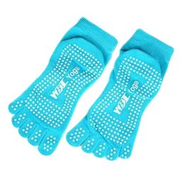 Professional Women's Non-Slip Socks Full Toe Yoga Socks Pilates Socks,Blue