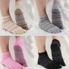 Women's Non-Slip Socks Full Toe Yoga Socks  Striped Cotton Pilates Socks,Black
