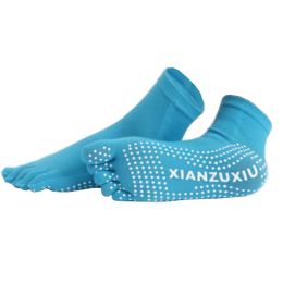 Women's Non Slip Full Toe Yoga Socks With Grip 2 Pairs Set,Blue