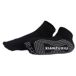 Women's Non Slip Full Toe Yoga Socks With Grip 2 Pairs Set,Black