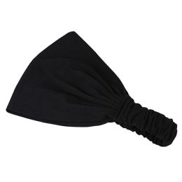 Women Girls Simple design Sweaty Bands Wide Yoga Hairband Elastane Black