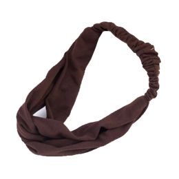 Women Girls Stauros design Yoga Hairband Sport Elastane Sweaty Headband Brown