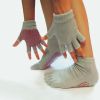Gray Yoga Pilates Half Toe Socks and Gloves With Grips Slip Resistant Set