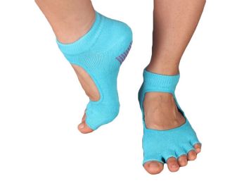Slip Yoga Toe Socks - Toe Socks Ladies Thick Socks Yoga--Toe Halter--Blue