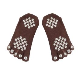 Women's Cotton Air Yoga Spcks Non-Slip Yoga Socks, M, Brown