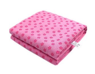 Microfiber Non Skid Yoga Mat Towel 183*61CM Fuchsia Yoga Towel with Mesh Bag
