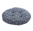 Japanese Style Linen Yoga Bolster Tatami Floor Round Cushion(Waves,17")