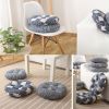 Japanese Style Linen Yoga Bolster Tatami Floor Round Cushion(Waves,17")