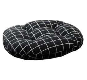 Japanese Style Linen Yoga Bolster Tatami Floor Round Cushion(Black,17")