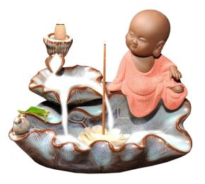 Porcelain Incense Burner Holder Cute Little Monk Design