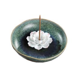 Incense Holder  Porcelain Decorative Flower Incense Stick Holder Burner Bowl