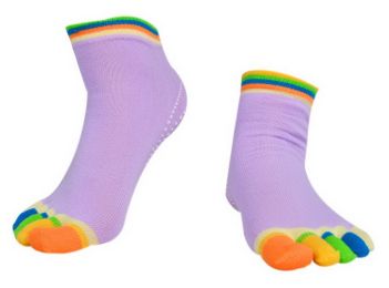 Yoga Socks Anti-skid Multicolor Full Toe Socks Yoga Supplies Barre Socks, Purple