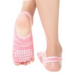 Yoga Socks Anti Skid Toeless Backless Heelless Fitness Socks Yoga Supplies, Pink