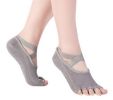 Yoga Socks Cotton Non Slip Cross Belt Style Toeless Barre Socks Dance Socks Gray